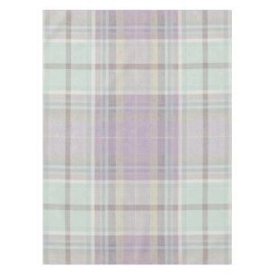 Light Purple Teal Plaid Tartan Pattern  Tablecloth
