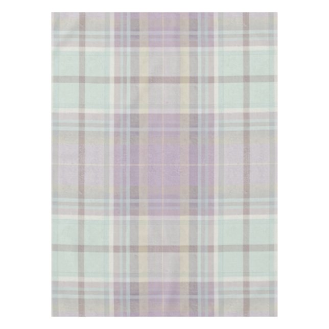 Light Purple Teal Plaid Tartan Pattern  Tablecloth (Front)