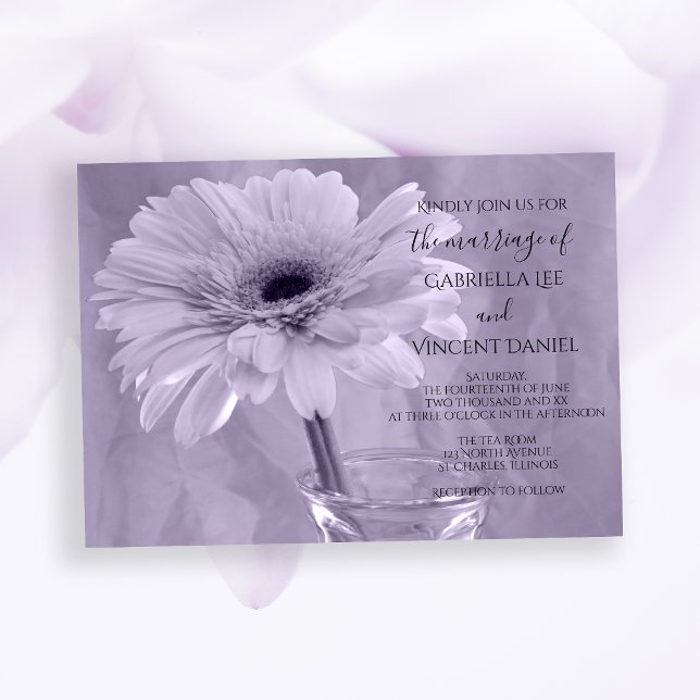 Light Purple Tinted Gerber Daisy Wedding Invitation (Creator Uploaded)