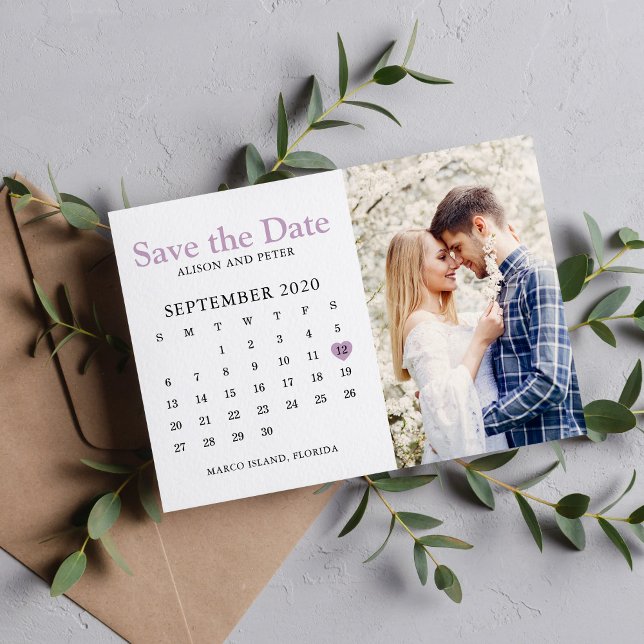Light Purple Wedding Save the Date Calendar Photo (Creator Uploaded)