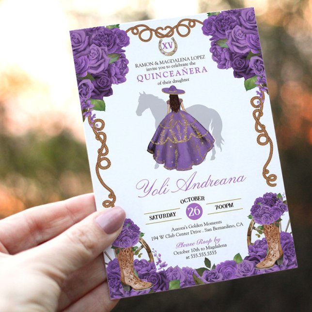 Light Purple Western Charra Vestidos Quinceañera Invitation (Creator Uploaded)