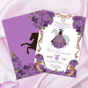Light Purple Western Charro Vestidos Quinceañera Invitation