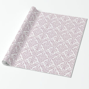 Light Purple White Damask Pattern Wrapping Paper