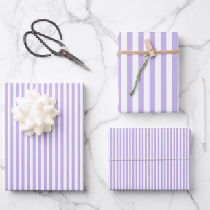 Light Purple & White Stripes Wrapping Paper Sheet