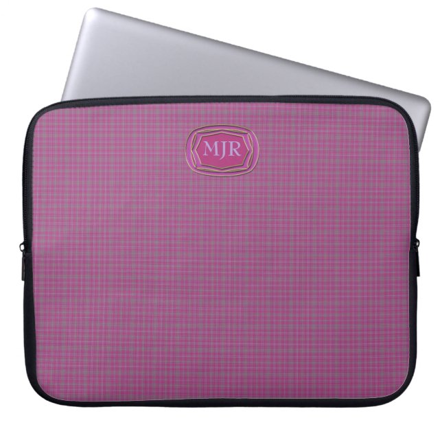 Light purples Scottish-style Tartan Plaid Monogram Laptop Sleeve (Front)