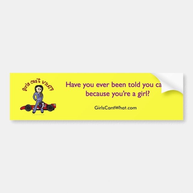 Light Race Car Driver Girl Bumper Sticker (Front)