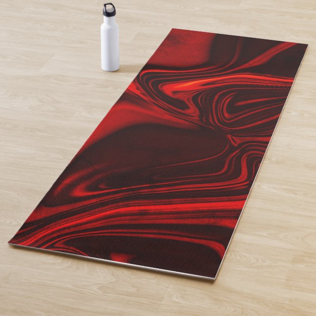 Light red and dark curves on dark background. yoga mat (In Situ)