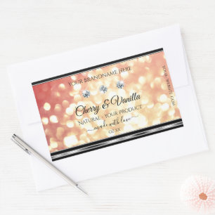 Light Red and Gold Glitter Product Labels Diamonds