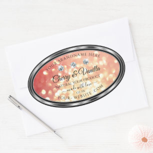 Light Red and Gold Glitter Product Labels Diamonds