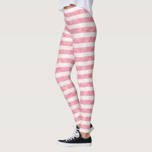 Light Red and White Foggy Stripes Leggings
