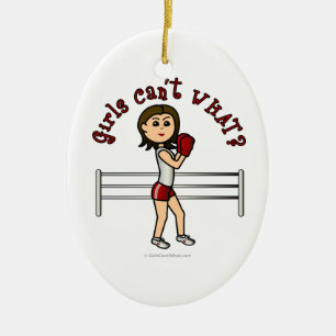 Light Red Boxer Ceramic Tree Decoration