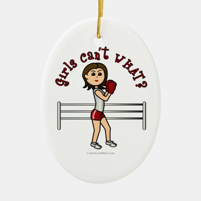 Light Red Boxer Ceramic Tree Decoration (Front)