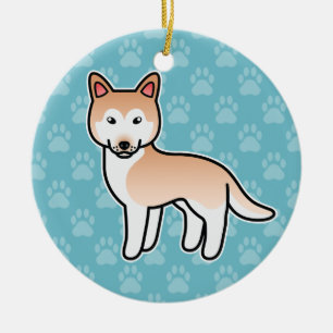 Light Red Cartoon Siberian Husky Ceramic Ornament