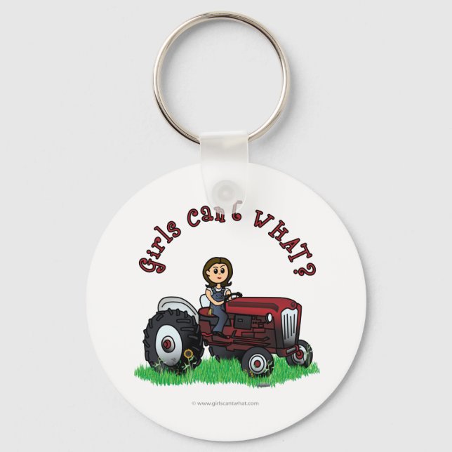 Light Red Farmer Girl Key Ring (Front)