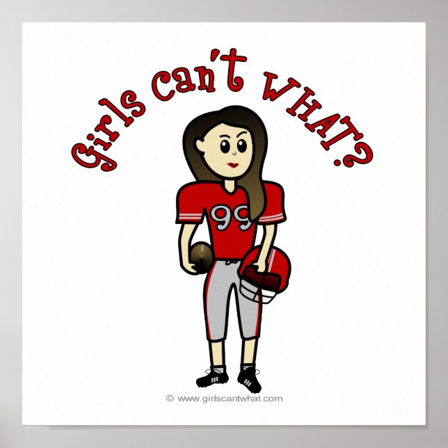 Light Red Girls Football Poster (Front)