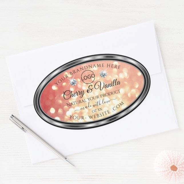 Light Red Gold Glitter Product Label Diamonds Logo (Envelope)