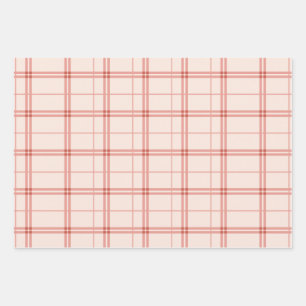 Light Red Plaid Pattern Check Print Tartan Wrapping Paper Sheet