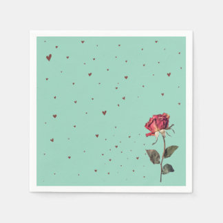 light red rose printed  napkin