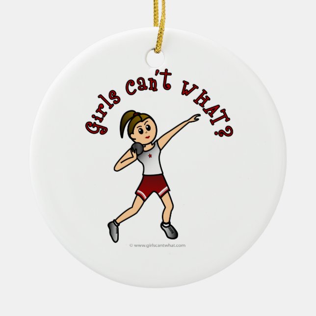 Light Red Shot Put Ceramic Tree Decoration (Front)