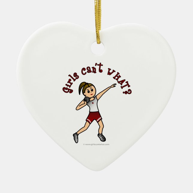 Light Red Shot Put Ceramic Tree Decoration (Front)