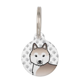 Light Red Siberian Husky Cartoon Dog Head Pet Tag