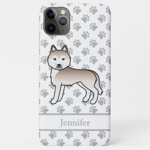 Light Red Siberian Husky Cartoon Dog & Name iPhone 11 Pro Max Case