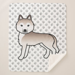 Light Red Siberian Husky Cute Cartoon Dog Sherpa Blanket