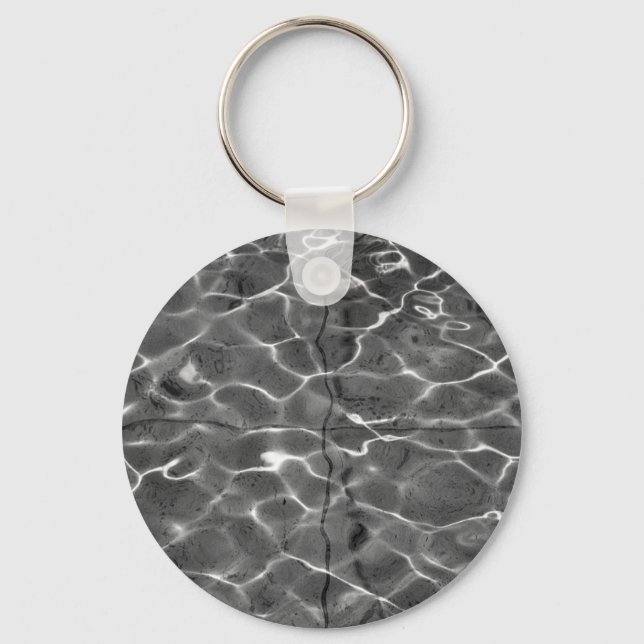 Light Reflections On Water: Black & White Key Ring (Front)