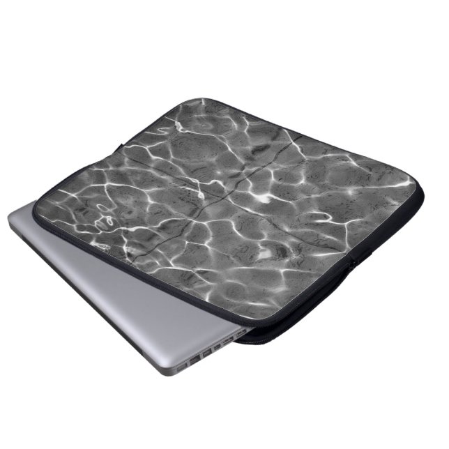 Light Reflections On Water: Black & White Laptop Sleeve (Front Bottom)