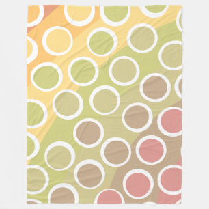 Light Retro Rainbow w/ Big Polka Dots Fleece Blanket