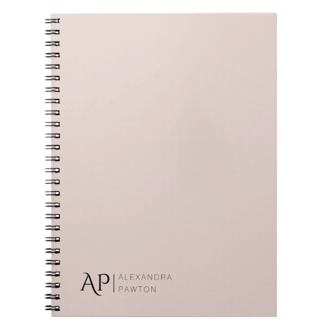 Light Rose Custom Initials Personal Notebook (Front)