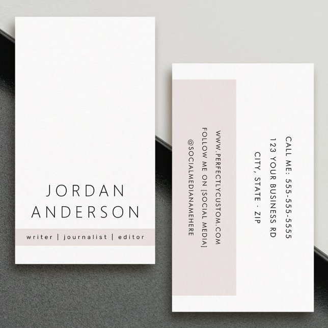 Light rose grey colour block modern minimal business card (Creator Uploaded)