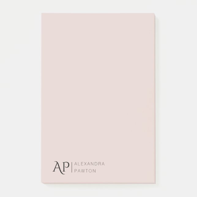 Light Rose Personalised Monogram Personal Post-it Notes (Front)