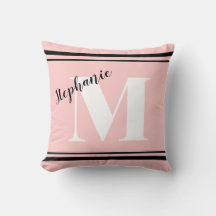 Light Rose Pink and Black monogrammed