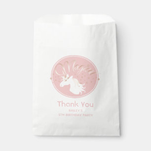Light Rose Pink White Magical Unicorn Thank You Favour Bag
