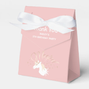 Light Rose Pink White Magical Unicorn Thank You Favour Box