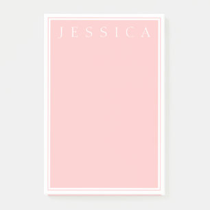 Light Rose Pink Your Name in White Post-it Notes