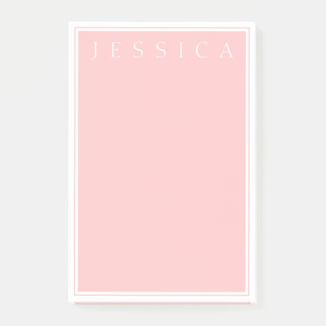 Light Rose Pink | Your Name in White Post-it Notes (Front)