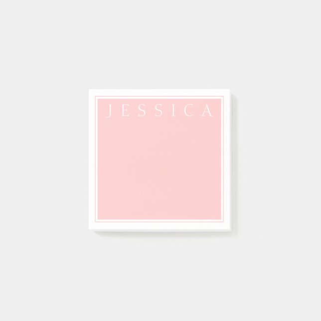 Light Rose Pink | Your Name in White Post-it Notes (Front)