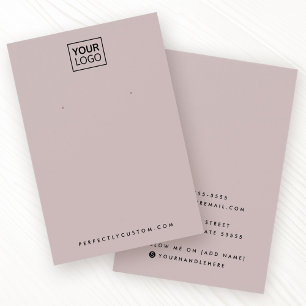 Light rose taupe logo earring display card