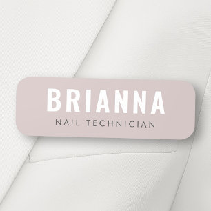 Light rose taupe modern minimal spa studio name tag