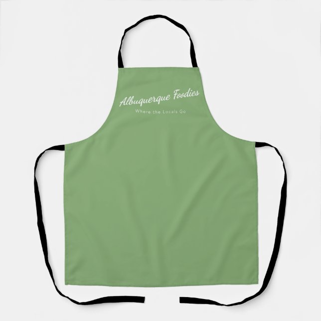 Light Sage Apron with Albuquerque Foodies logo (Front)