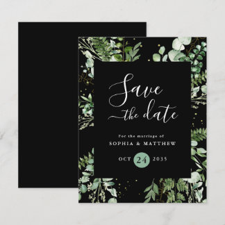 Light Sage & Black Eucalyptus Save The Date
