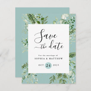 Light Sage & Blue Eucalyptus Save The Date 