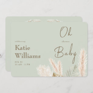 Light Sage Boho Oh Baby Shower Invitation