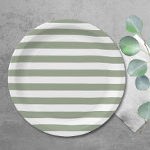 Light Sage Green and White Stripe