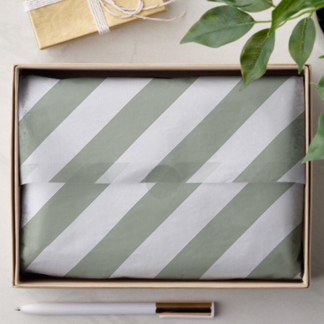 Light Sage Green and White Stripe Tissue Paper (Creator Uploaded)