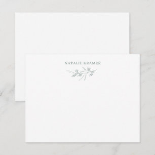 Light Sage Green Botanical Elegant Greenery Flat Card