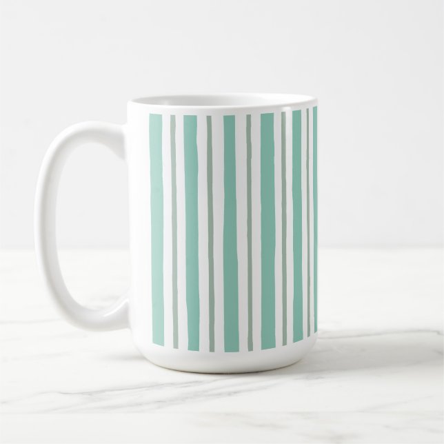 Light Sage Green colour stripes style  Coffee Mug (Left)