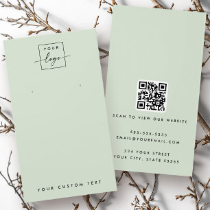 Light sage green logo QR earring display card